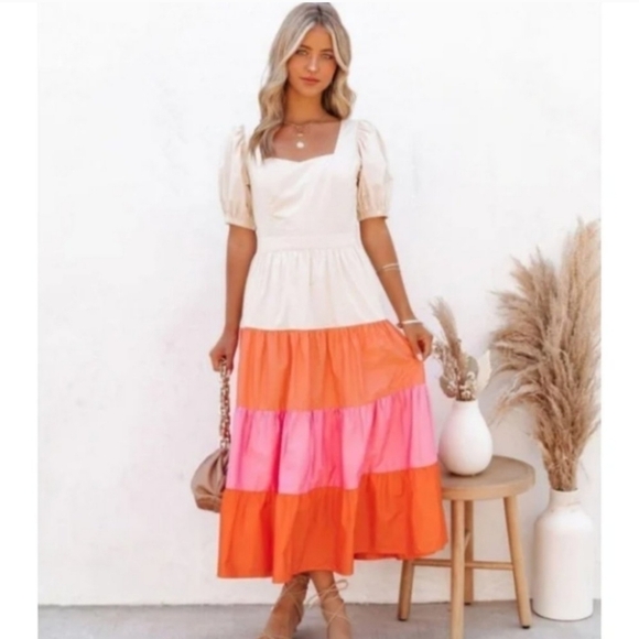 ENGLISH Factory Colorblock Midi Dress - Picture 1 of 15